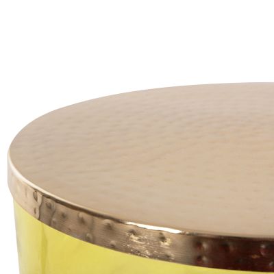 SIDE TABLE RANE HM9731 LIGHT GREEN GLASS BASE-METAL TOP IN GOLD Φ36x47Hcm.