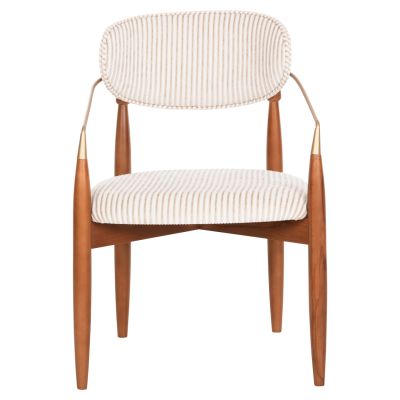 DINING ARMCHAIR SIRUS HM18016.04 BEECH WOOD-METAL-FABRIC IN OFF-WHITE 60x60x87Hcm.