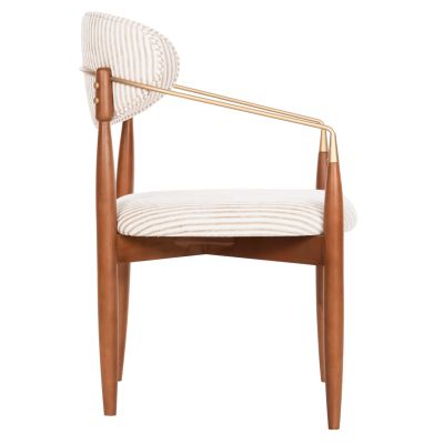 DINING ARMCHAIR SIRUS HM18016.04 BEECH WOOD-METAL-FABRIC IN OFF-WHITE 60x60x87Hcm.