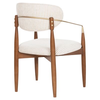 DINING ARMCHAIR SIRUS HM18016.04 BEECH WOOD-METAL-FABRIC IN OFF-WHITE 60x60x87Hcm.