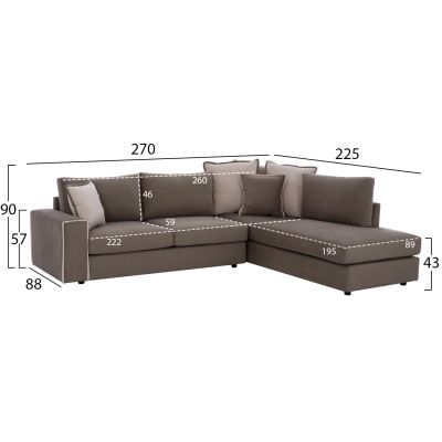 Corner sofa HOME, beige-brown, 2pcs, right corner, stain-resistant and water-repellent