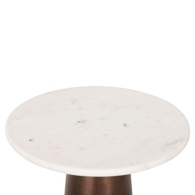 SIDE TABLE ROUND FODEN HM9720 WHITE MARBLE TOP AND METAL BASE IN DARK COPPER COLOR Φ40,5x59Hcm.