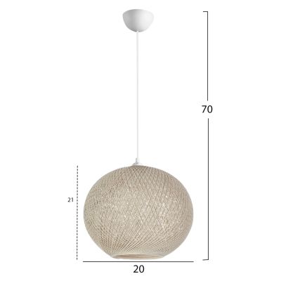 PENDANT CEILING LAMP HM7626.02 BEIGE SPHERE, KNITTED ROPE, INDOORS