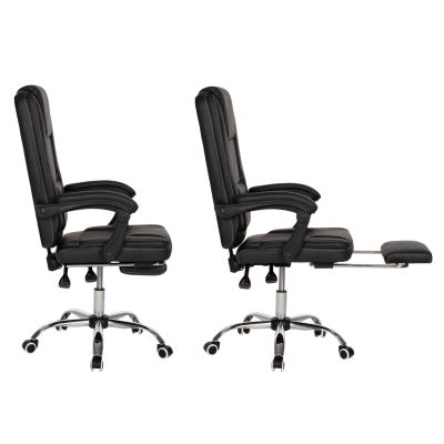 OFFICE CHAIR SEENA HM1190.01 BLACK PU-FOLDING FOOTREST 62x65x115Hcm.