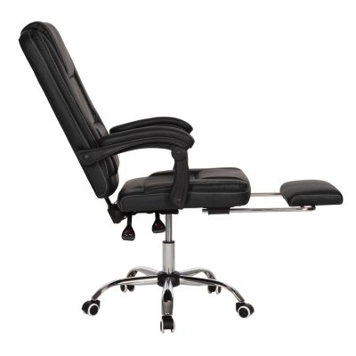 OFFICE CHAIR SEENA HM1190.01 BLACK PU-FOLDING FOOTREST 62x65x115Hcm.