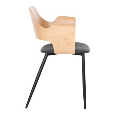 DINING CHAIR VELP HM9616.02 WOOD IN NATURAL-GREY FABRIC-BLACK METAL LEGS 55,5x50x79Hcm.