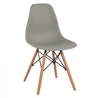 Chair with wooden legs and seat Twist PP Grey HM8460.10 46x50x82 cm