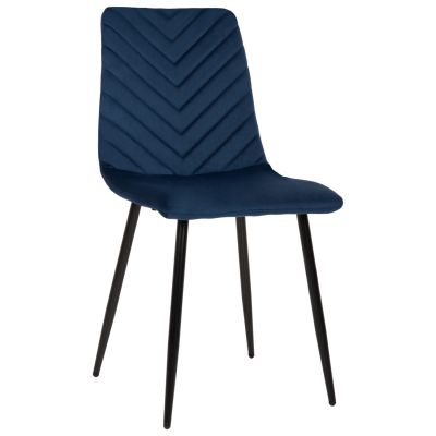 ТРАПЕЗЕН СТОЛ LATRELL HM8587.08 СИНЬО КАДИФЕ И ЧЕРНИ МЕТАЛНИ КРАКА 43x54x88Hcm.