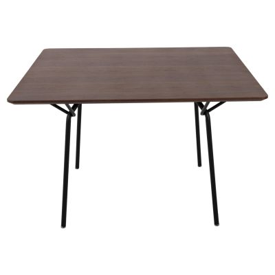 DINING TABLE SQUARE TRENK HM9614.02 MDF WITH OAK VENEER IN WALNUT-BLACK METAL LEGS 120x120x75Hcm.