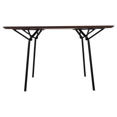 DINING TABLE SQUARE TRENK HM9614.02 MDF WITH OAK VENEER IN WALNUT-BLACK METAL LEGS 120x120x75Hcm.