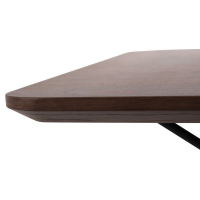 DINING TABLE SQUARE TRENK HM9614.02 MDF WITH OAK VENEER IN WALNUT-BLACK METAL LEGS 120x120x75Hcm.