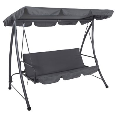 PORCH SWINGER-BED 3-SEATER WITH SUNSHIELD LIKID HM5980.01 METAL FRAME&FABRIC IN GREY 200x120x164Hcm.