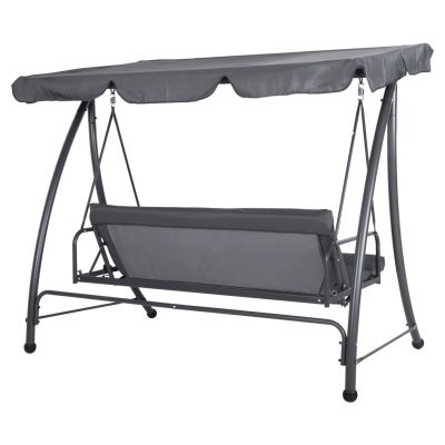 PORCH SWINGER-BED 3-SEATER WITH SUNSHIELD LIKID HM5980.01 METAL FRAME&FABRIC IN GREY 200x120x164Hcm.