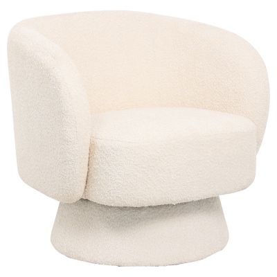 ARMCHAIR SWIVEL KARLEN HM9592.06 ECRU BOUCLE FABRIC 78x81x77Hcm.