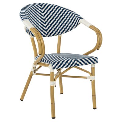 ARMCHAIR ALUMINUM HM5861.02 BAMBOO LOOK BLUE-WHITE 59x56x82H cm.