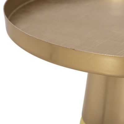 SIDE TABLE VALERY HM9732 LIGHT GREEN GLASS BASE-METAL TOP IN GOLD Φ39,5x52Hcm.