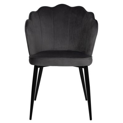 CHAIR AVIE HM8737.01 METALLIC FRAME AND GREY VELVET 48x48x85Hcm.