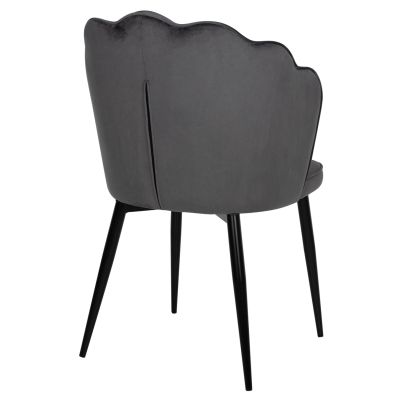 CHAIR AVIE HM8737.01 METALLIC FRAME AND GREY VELVET 48x48x85Hcm.