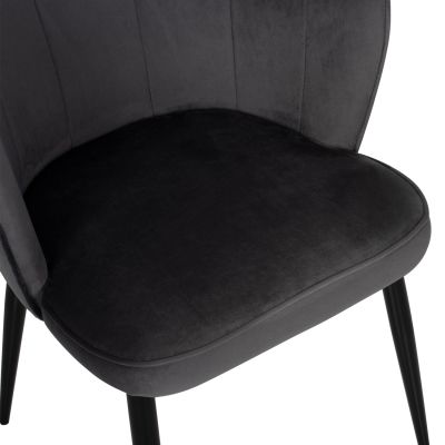 CHAIR AVIE HM8737.01 METALLIC FRAME AND GREY VELVET 48x48x85Hcm.