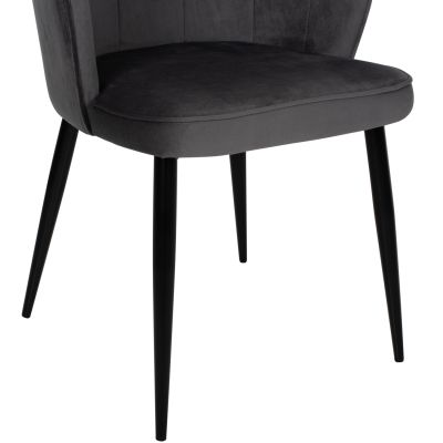 CHAIR AVIE HM8737.01 METALLIC FRAME AND GREY VELVET 48x48x85Hcm.