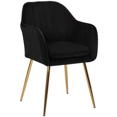 ARMCHAIR SAWYER HM8523.04 BLACK VELVET AND GOLDEN LEGS 55Χ60Χ83Hcm.