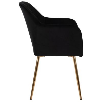 ARMCHAIR SAWYER HM8523.04 BLACK VELVET AND GOLDEN LEGS 55Χ60Χ83Hcm.