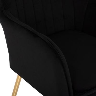 ARMCHAIR SAWYER HM8523.04 BLACK VELVET AND GOLDEN LEGS 55Χ60Χ83Hcm.