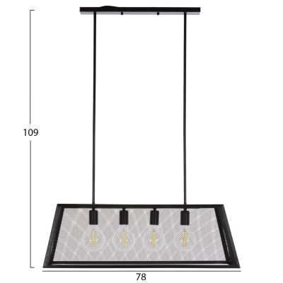 Осветително тяло за таван HM4179 ЧЕРЕН МЕТАЛ 4-LIGHT 78x30,5x26Hcm.