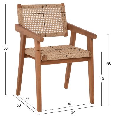 ARMCHAIR HM9403.01 SOLID TEAK NATURAL 54x60x85H