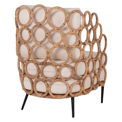 ΑRMCHAIR RINGER FB99341 RATTAN-METAL NATURAL COLOR 65x69x86H cm.