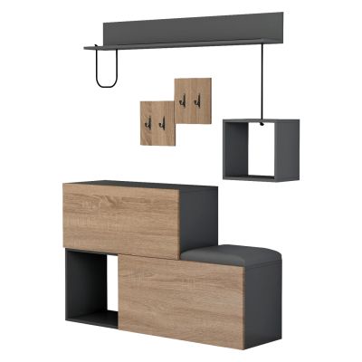 ENTRYWAY FURNITURE SET CERB HM8957.11 MELAMINE IN SONAMA-GREY 120x20x72Hcm.