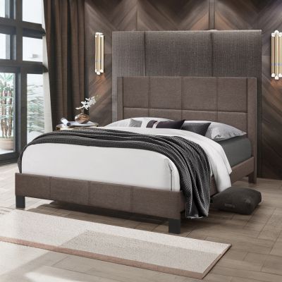 BED TRILLOP HM666.03 BROWN FABRIC- 160x200cm. MATTRESS