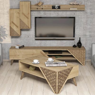 LIVING ROOM COMPOSITION HM11849.01 2PCS MELAMINE IN NATURAL OAK