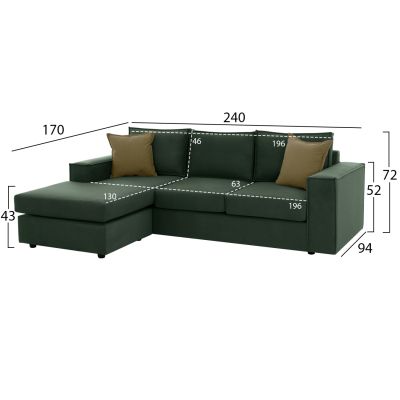 CORNER SOFA MONACO ΗΜ3257.17 INTERCHANGEABLE GREEN 240x170x86