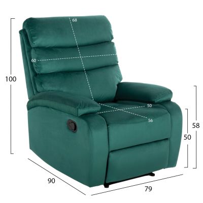 ARMCHAIR RELAX YASUMU HM9783.03 CYPRESS GREEN VELVET 80x93x100Hcm.