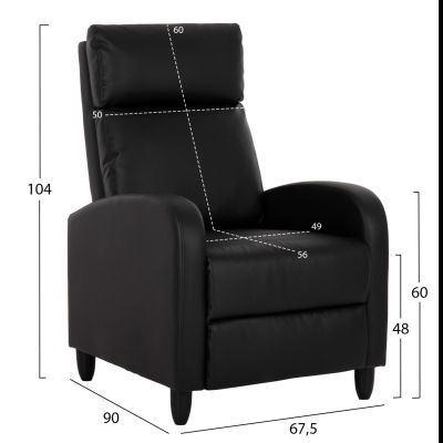 ARMCHAIR RELAX HIBER HM9782.11 BLACK PU 67,5x90x104Hcm.