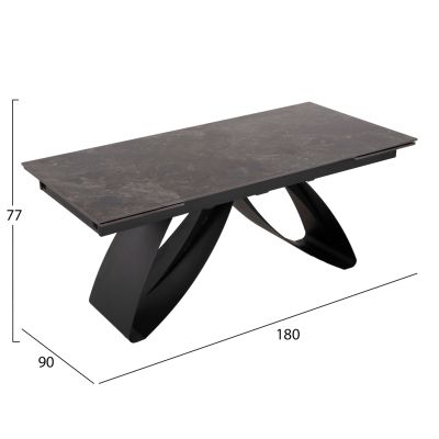 DINING TABLE TEGATT HM9850.02 CERAMIC TOP EXTENDABLE-BLACK 180-260x90x77Hcm.