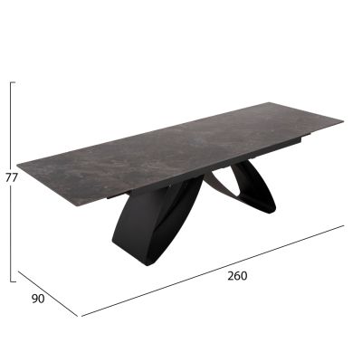 DINING TABLE TEGATT HM9850.02 CERAMIC TOP EXTENDABLE-BLACK 180-260x90x77Hcm.