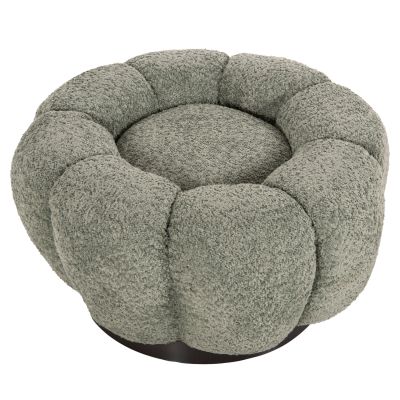 STOOL ROUND KRIPP HM9602.05 PISTACHIO GREEN BOUCLE-BLACK METAL BASE Φ60x31Hcm.