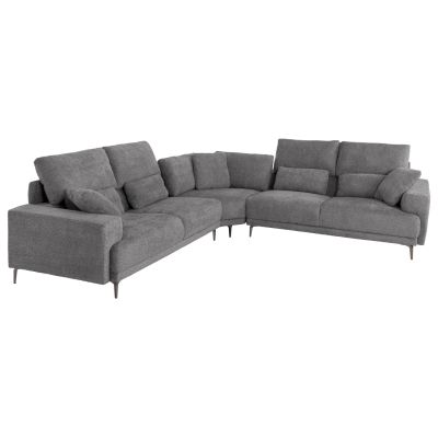 CORNER SOFA SYMMET HM3269.03 GRAY FABRIC-GLOSSY ANTHRACITE LEGS 314x314x90-102Hcm.