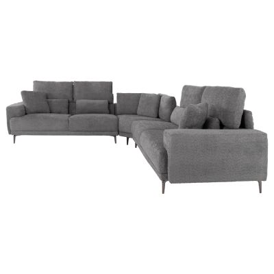 CORNER SOFA SYMMET HM3269.03 GRAY FABRIC-GLOSSY ANTHRACITE LEGS 314x314x90-102Hcm.