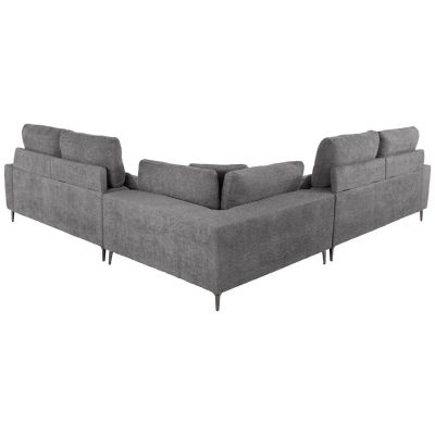 CORNER SOFA SYMMET HM3269.03 GRAY FABRIC-GLOSSY ANTHRACITE LEGS 314x314x90-102Hcm.