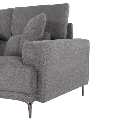 CORNER SOFA SYMMET HM3269.03 GRAY FABRIC-GLOSSY ANTHRACITE LEGS 314x314x90-102Hcm.