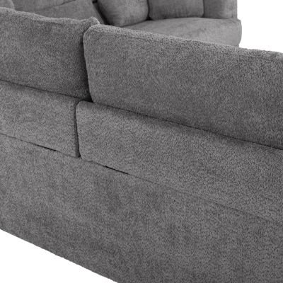 CORNER SOFA SYMMET HM3269.03 GRAY FABRIC-GLOSSY ANTHRACITE LEGS 314x314x90-102Hcm.