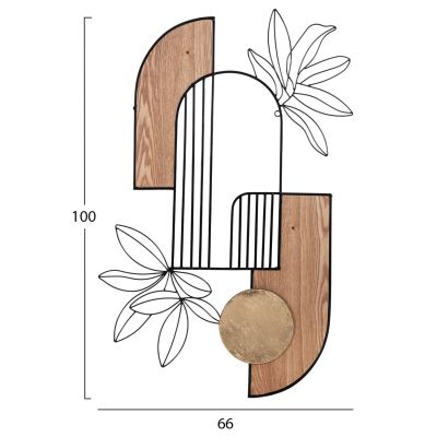 ДЕКОРАЦИЯ ЗА СТЕНА HM4218 ЕСТЕСТВЕНО ДЪРВО ЦВЯТ-ЧЕРЕН МЕТАЛ 66x100Hcm.