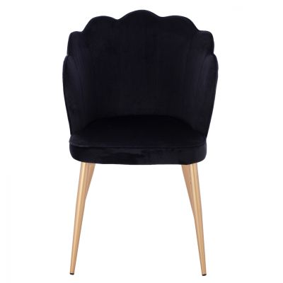 CHAIR HM8737.04 VELVET BLACK WITH METAL GOLD FRAME 48x48x85 cm.