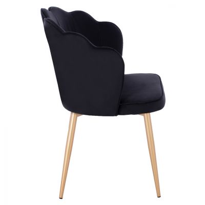 CHAIR HM8737.04 VELVET BLACK WITH METAL GOLD FRAME 48x48x85 cm.