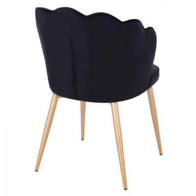 CHAIR HM8737.04 VELVET BLACK WITH METAL GOLD FRAME 48x48x85 cm.