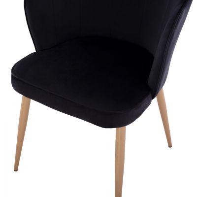 CHAIR HM8737.04 VELVET BLACK WITH METAL GOLD FRAME 48x48x85 cm.