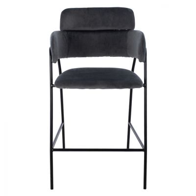 MEDIUM HEIGHT STOOL HM8735.01 GRAY VELVET WITH METAL FRAME 54x58x95Y cm.